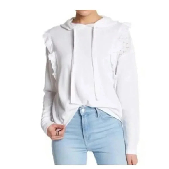 Abound Tops - Abound Nordstrom white pullover sweatshirt hoodie ruffle lace gift size MEDIUM